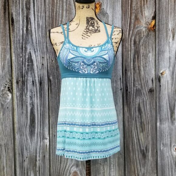 Strappy Back Yoga Tanktop Athleta Empire Cami Size XS Green Blue Athleisure Top - Picture 3 of 10